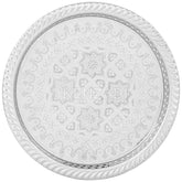 Moroccan 8.25 Inch Handmade Serving Tea Tray Silver Plated Brass Handcrafted Plate Fez Morocco - Handmade by My Poufs